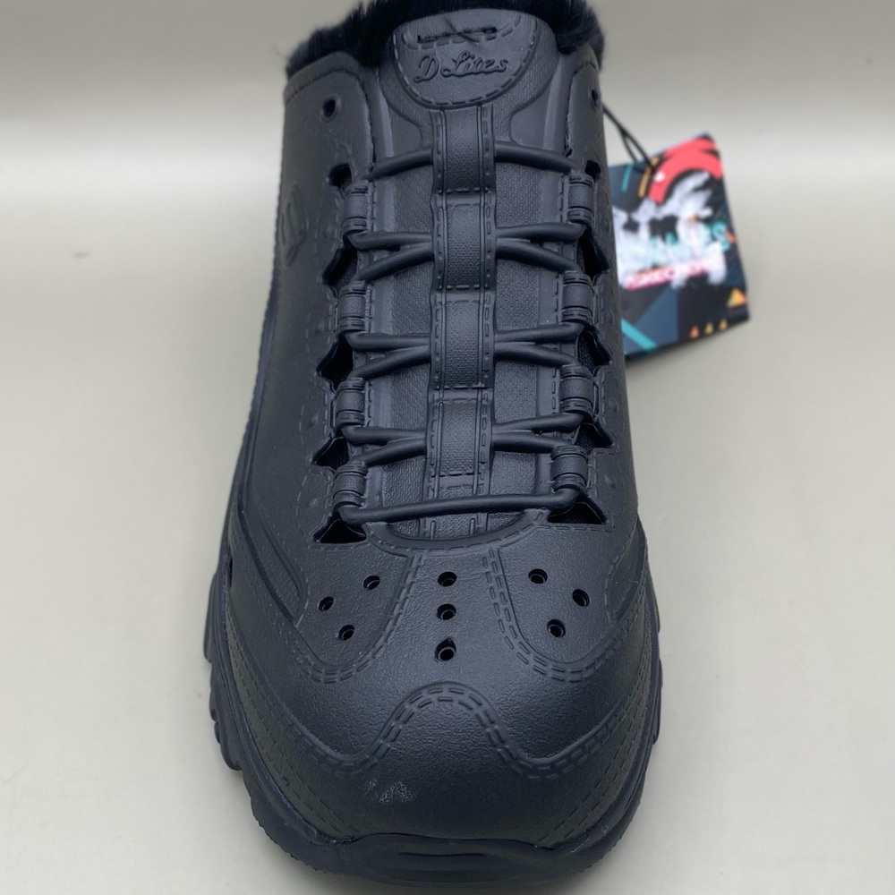 Skechers Foamies D’Lites 2.0 Fleece Lined Mule Sneakers Women’s 7 Black New - Picture 13 of 14
